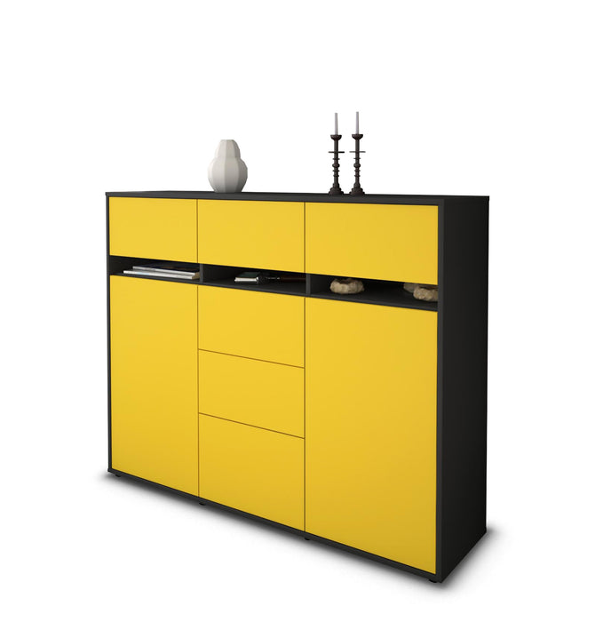 Stil Zeit Möbel Highboard Viviana ,Gelb (136x108x35cm)