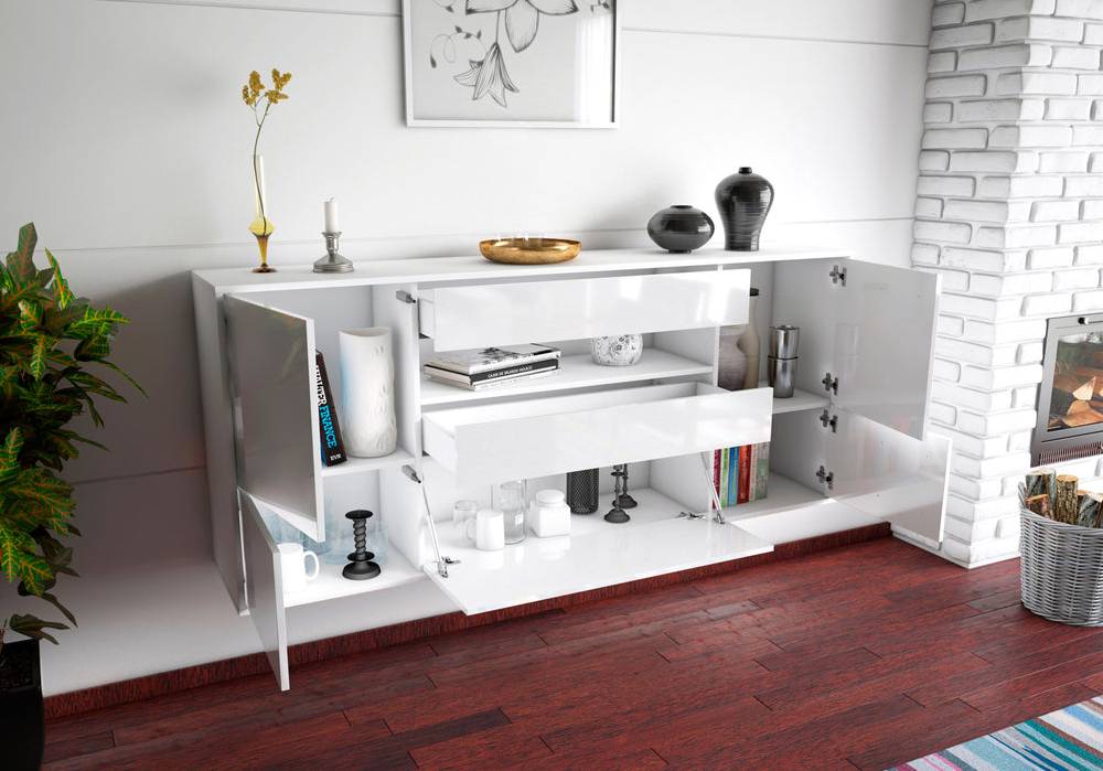 Stil Zeit Möbel Sideboard Savannah, Weiß, hängend (180x79x35cm) Günstiger Verkauf