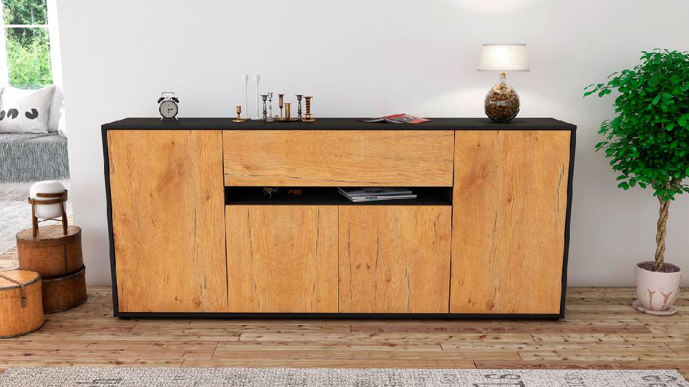 Stil Zeit Möbel Sideboard Flavia, Eiche (180x79x35cm) Fabrikverkauf