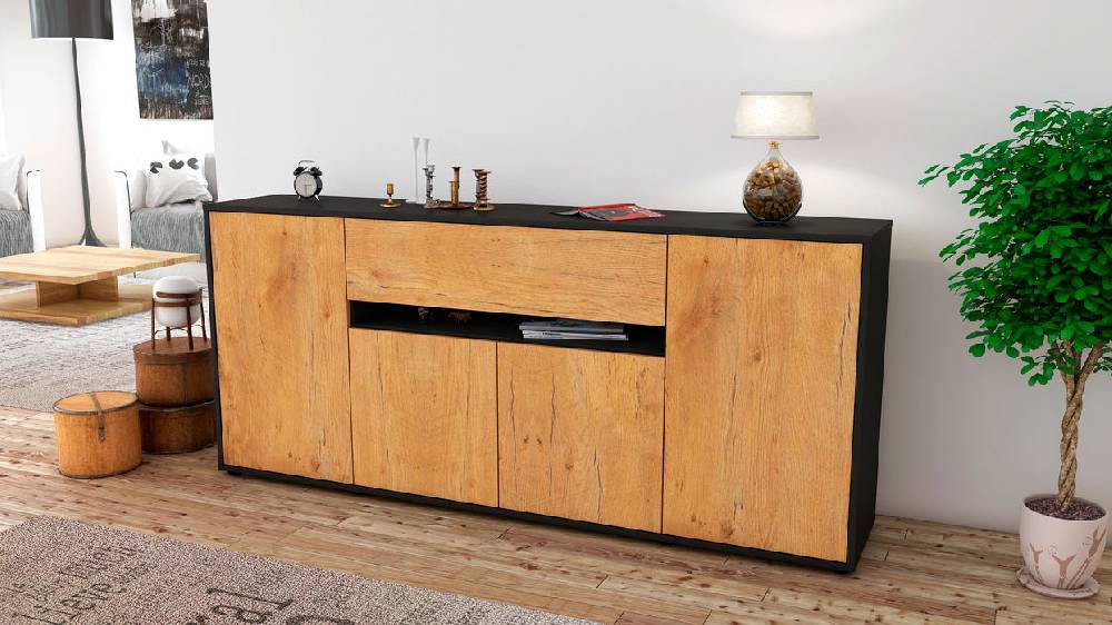 Stil Zeit Möbel Sideboard Flavia, Eiche (180x79x35cm) Fabrikverkauf