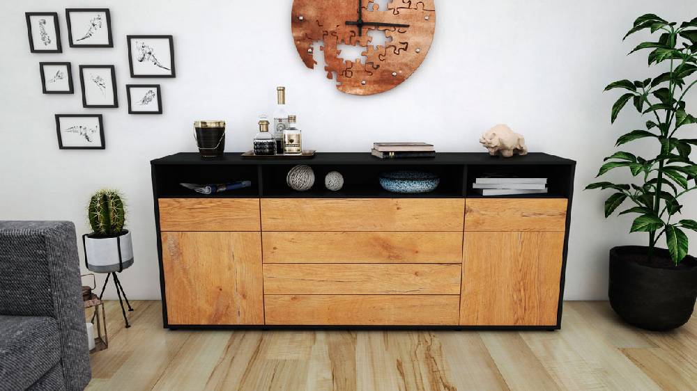 Stil Zeit Möbel Sideboard Evelina, Eiche (180x79x35cm) Meist gekauft