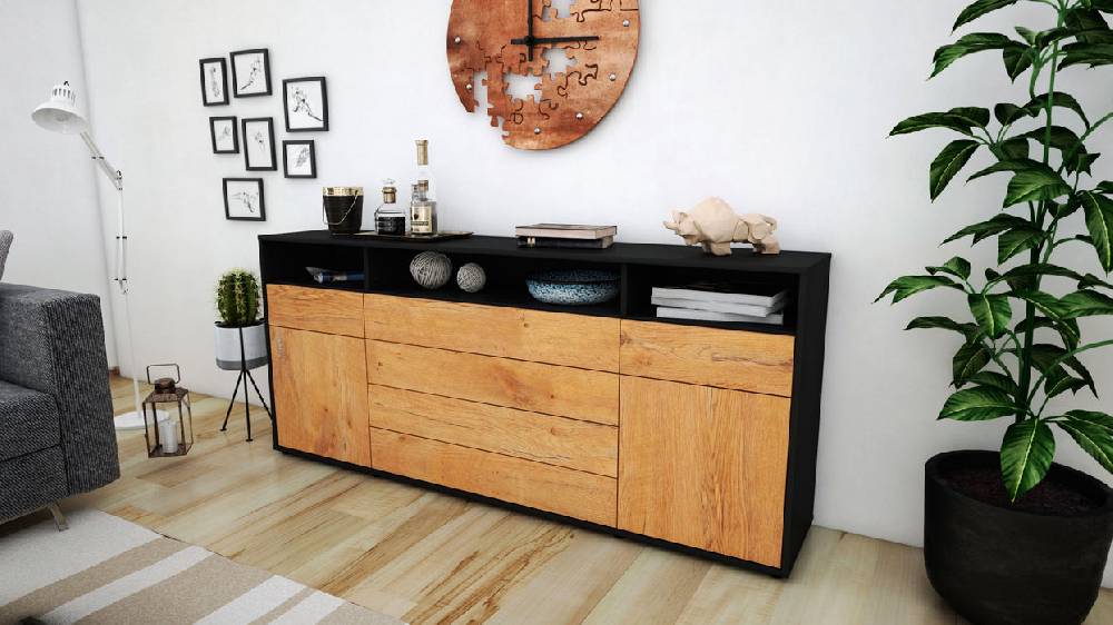 Stil Zeit Möbel Sideboard Evelina, Eiche (180x79x35cm) Meist gekauft
