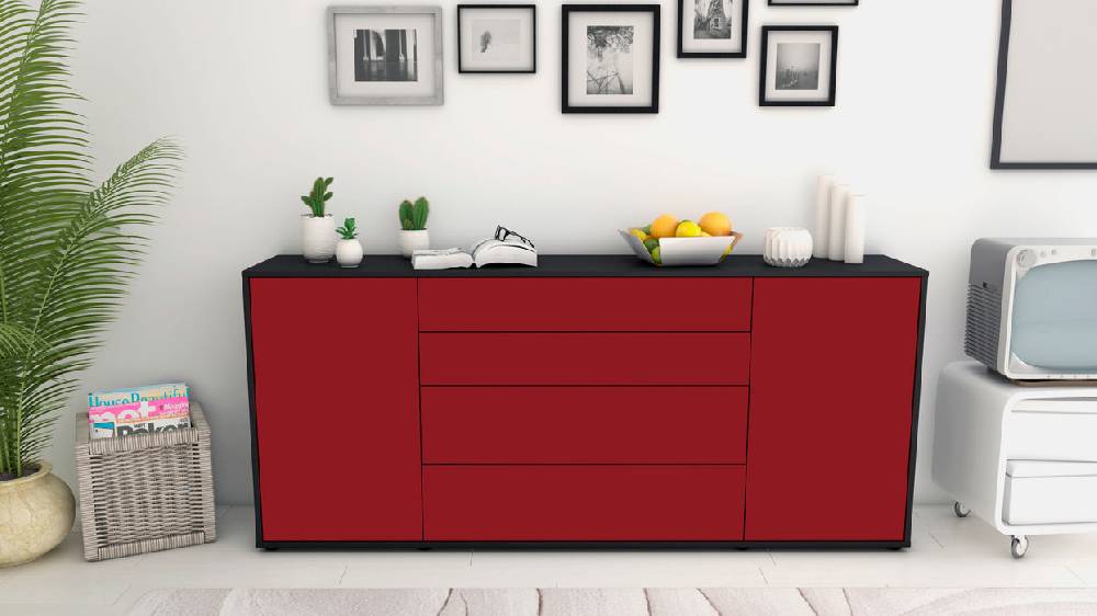 Stil Zeit Möbel Sideboard Elettra, Bordeaux (180x79x35cm) Blitzverkäufe