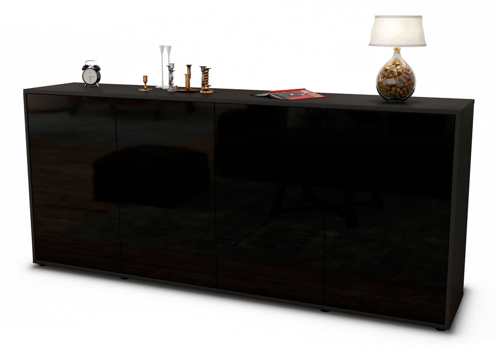 Stil Zeit Möbel Sideboard Elana, Schwarz (180x79x35cm)