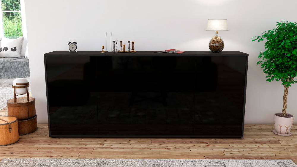 Stil Zeit Möbel Sideboard Elana, Schwarz (180x79x35cm) Kostenloser Versand
