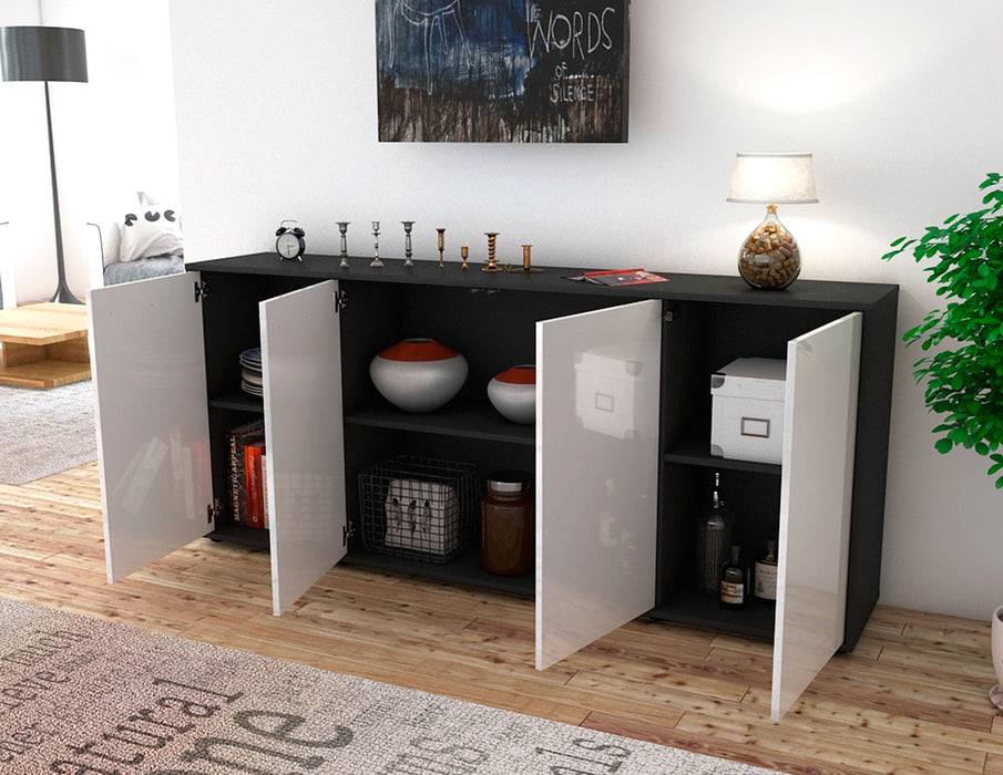 Stil Zeit Möbel Sideboard Elana, Schwarz (180x79x35cm) Kostenloser Versand