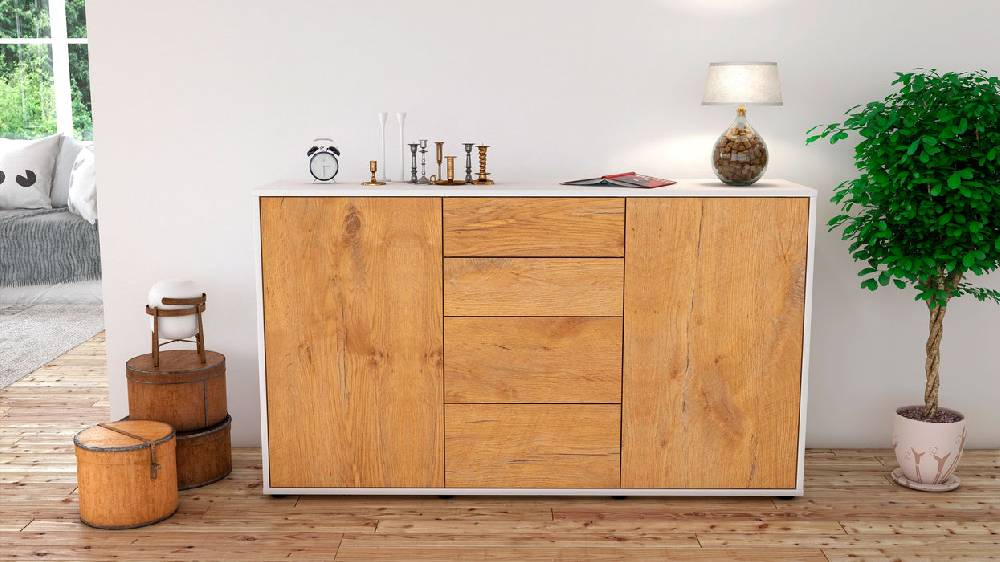 Stil Zeit Möbel Sideboard Donna, Eiche (136x79x35cm) Limitierter Zeitrabatt