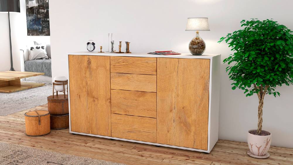 Stil Zeit Möbel Sideboard Donna, Eiche (136x79x35cm) Limitierter Zeitrabatt