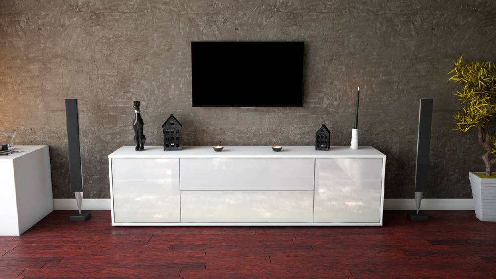 Stil Zeit Möbel Lowboard Bibiane, Weiß (180x49x35cm) Fabrik Onlineshop
