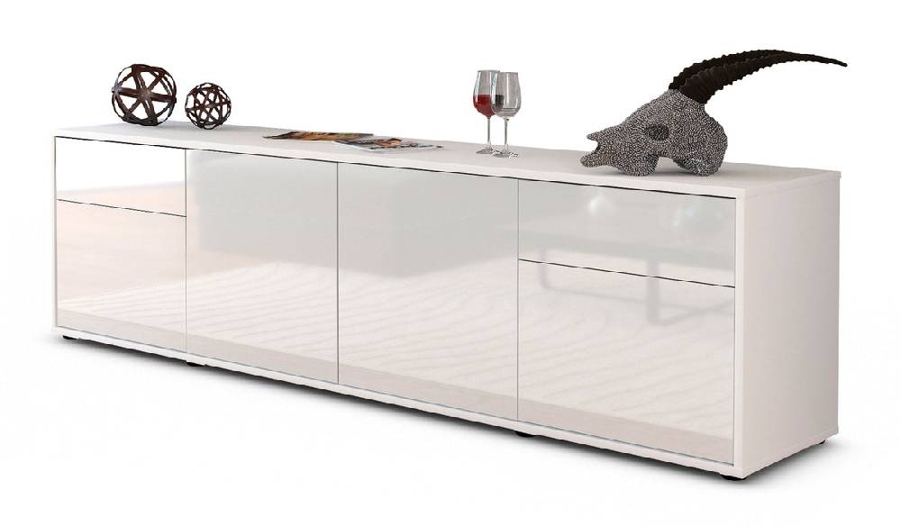 Stil Zeit Möbel Lowboard Benedetta, Weiß (180x49x35cm)