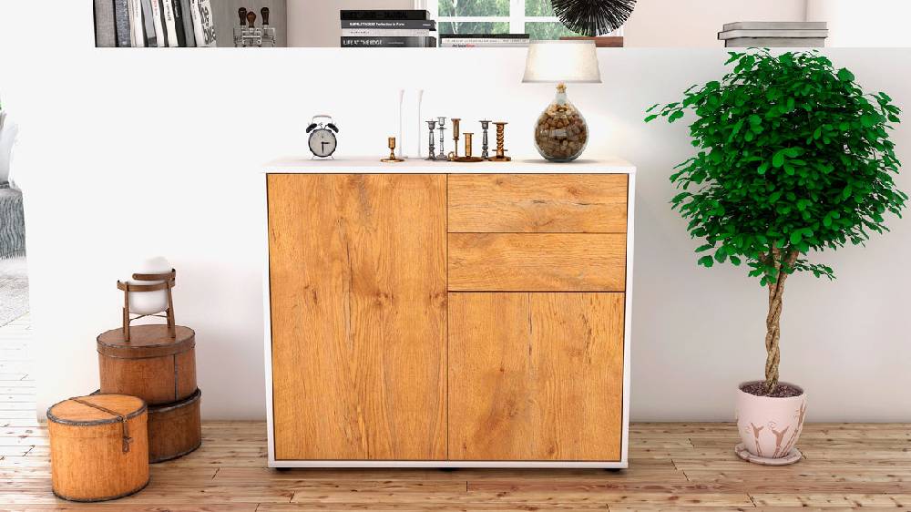Stil Zeit Möbel Sideboard Chantal, Eiche (92x79x35cm) Rabatt