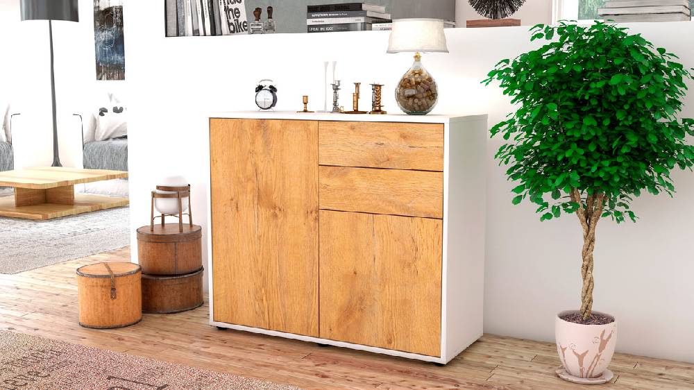 Stil Zeit Möbel Sideboard Chantal, Eiche (92x79x35cm) Rabatt