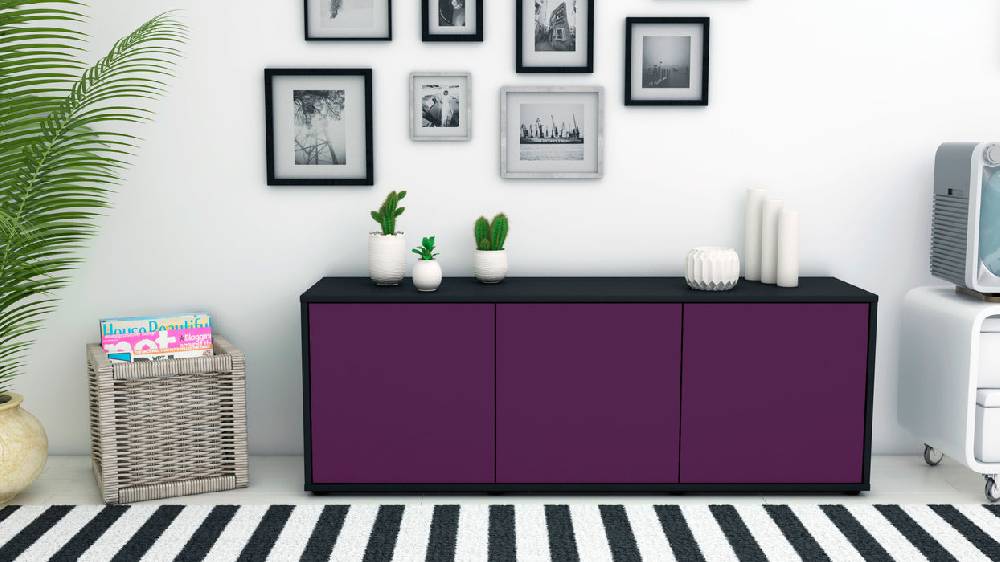 Stil Zeit Möbel Lowboard Allegra, Lila (136x49x35cm) Großer Ausverkauf