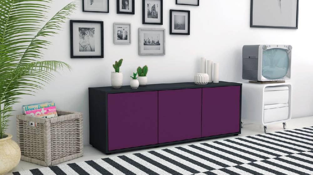 Stil Zeit Möbel Lowboard Allegra, Lila (136x49x35cm) Großer Ausverkauf