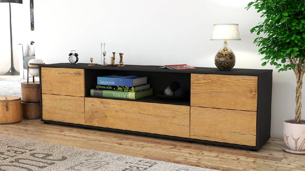 Stil Zeit Möbel Lowboard Atlanta, Eiche (180x49x35cm) Preisnachlass