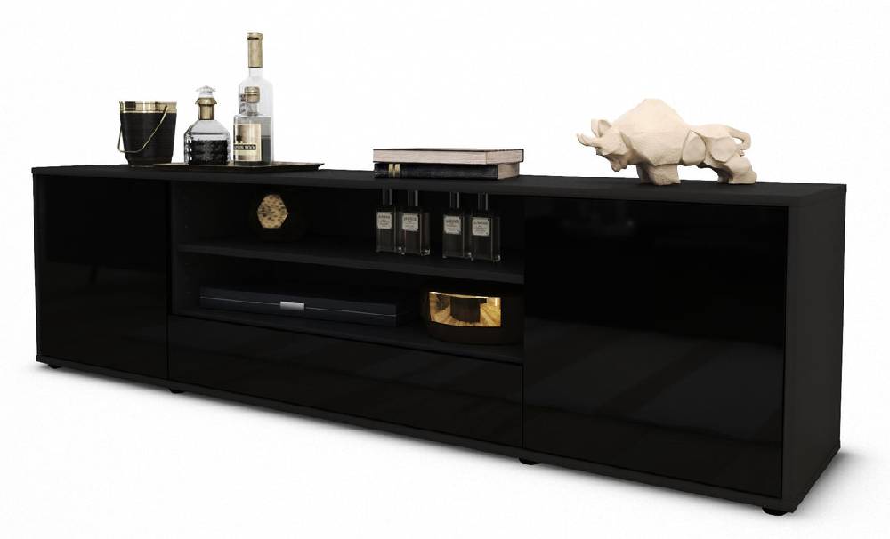 Stil Zeit Möbel Lowboard Armida, Schwarz (180x49x35cm)