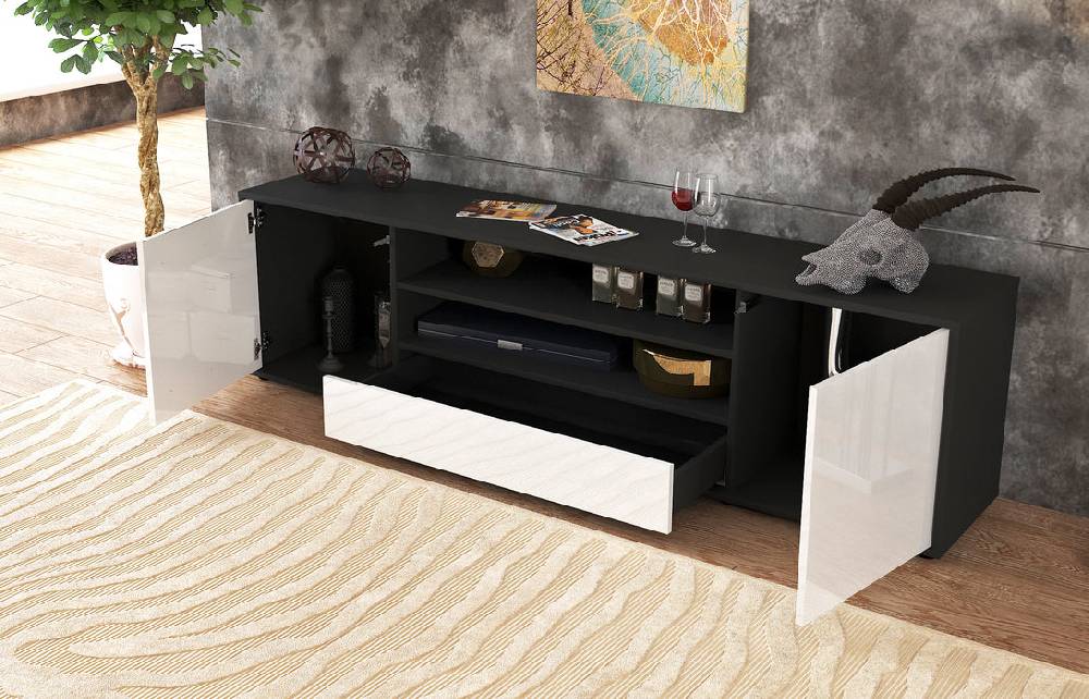 Stil Zeit Möbel Lowboard Armida, Schwarz (180x49x35cm) Saisonschlussverkauf