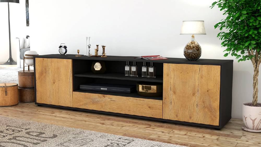Stil Zeit Möbel Lowboard Armida, Eiche (180x49x35cm) Black Friday