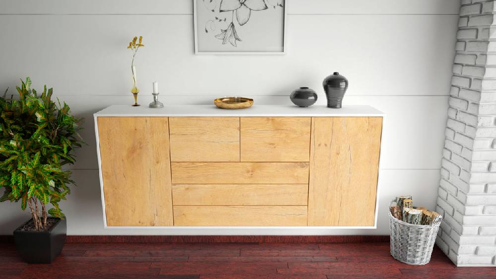 Stil Zeit Möbel Sideboard Metairie, Eiche, hängend (180x79x35cm) Neueste Mode