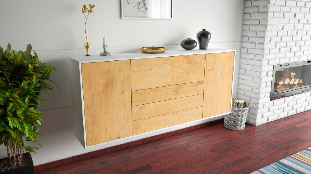 Stil Zeit Möbel Sideboard Metairie, Eiche, hängend (180x79x35cm) Neueste Mode