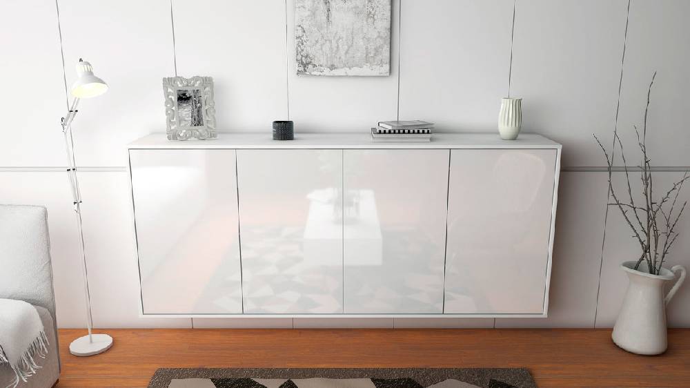 Stil Zeit Möbel Sideboard Lakewood, Weiß, hängend (180x79x35cm) Zeitlich begrenztes Angebot