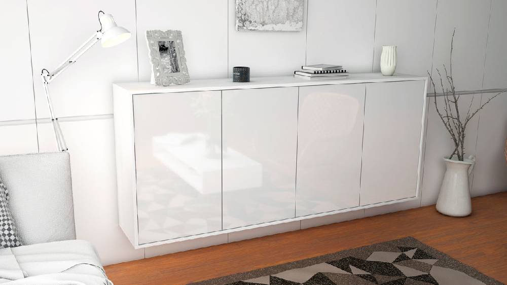 Stil Zeit Möbel Sideboard Lakewood, Weiß, hängend (180x79x35cm) Zeitlich begrenztes Angebot