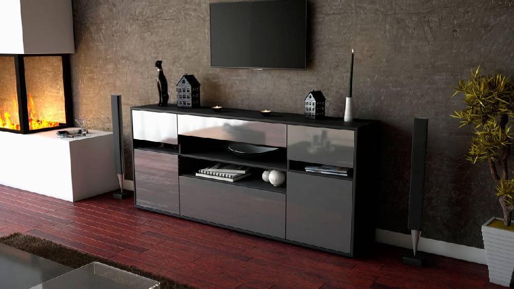 Stil Zeit Möbel Sideboard Gina, Grau (180x79x35cm) Exklusive Angebote
