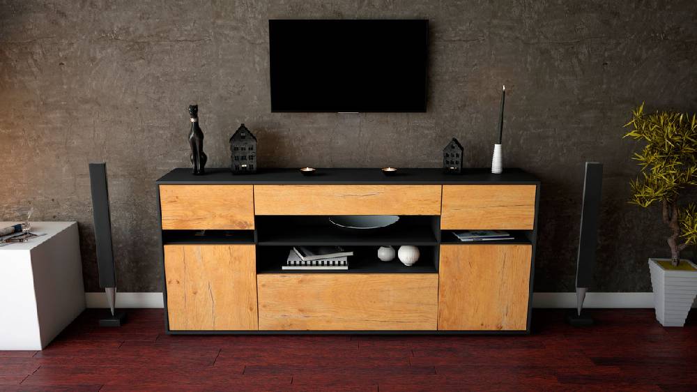 Stil Zeit Möbel Sideboard Gina, Eiche (180x79x35cm) Blitzangebot