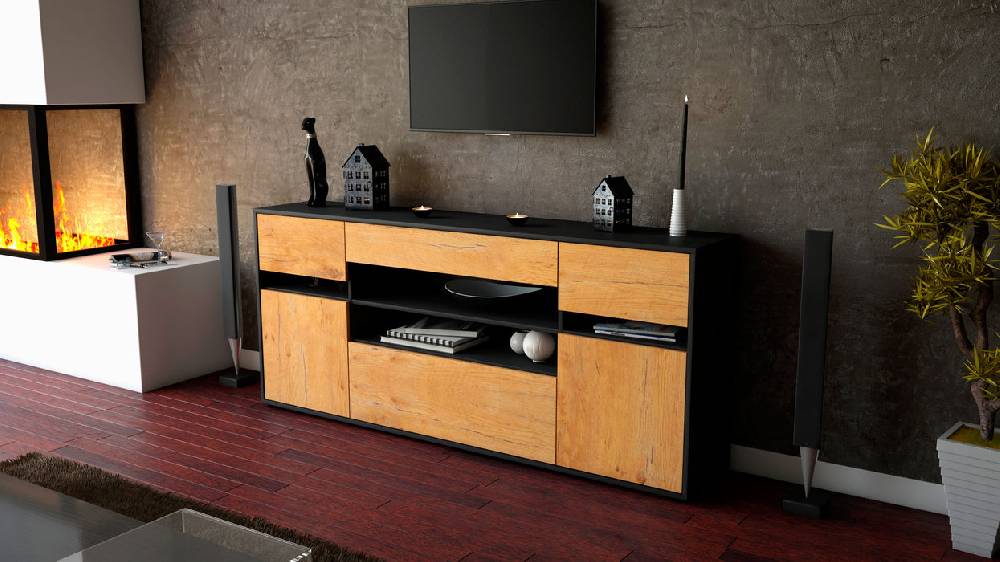 Stil Zeit Möbel Sideboard Gina, Eiche (180x79x35cm) Blitzangebot