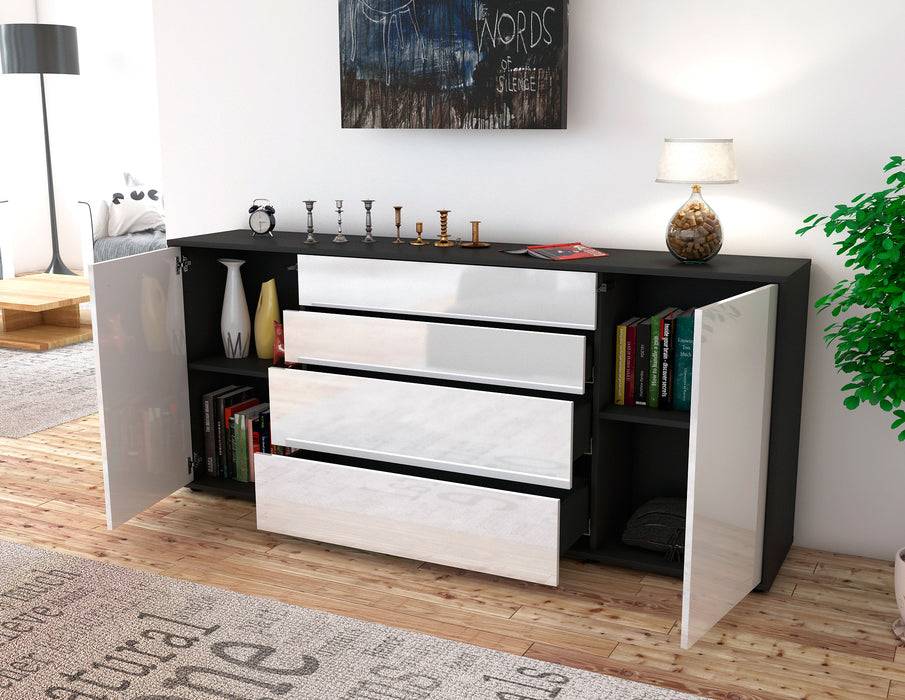 Stil Zeit Möbel Sideboard Elettra, Schwarz (180x79x35cm) Saisonale Angebote