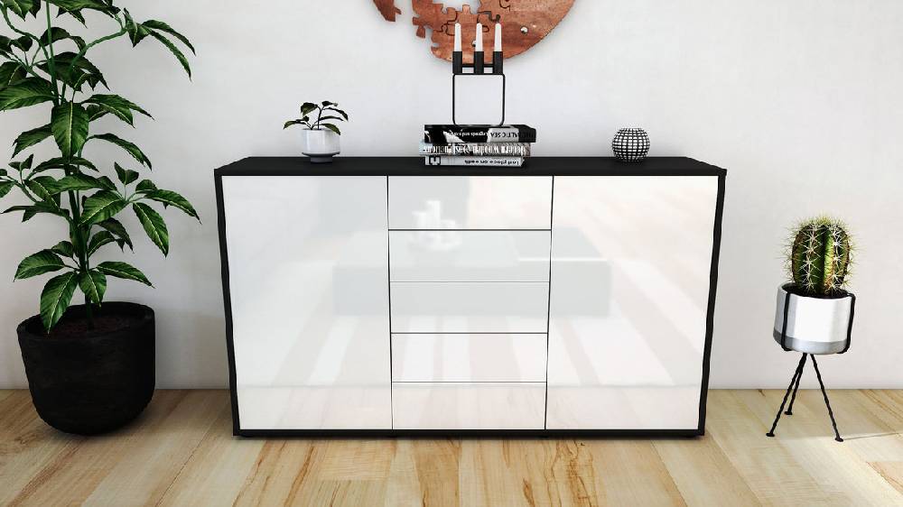 Stil Zeit Möbel Sideboard Dorelly, Weiß (136x79x35cm) Sonderangebote