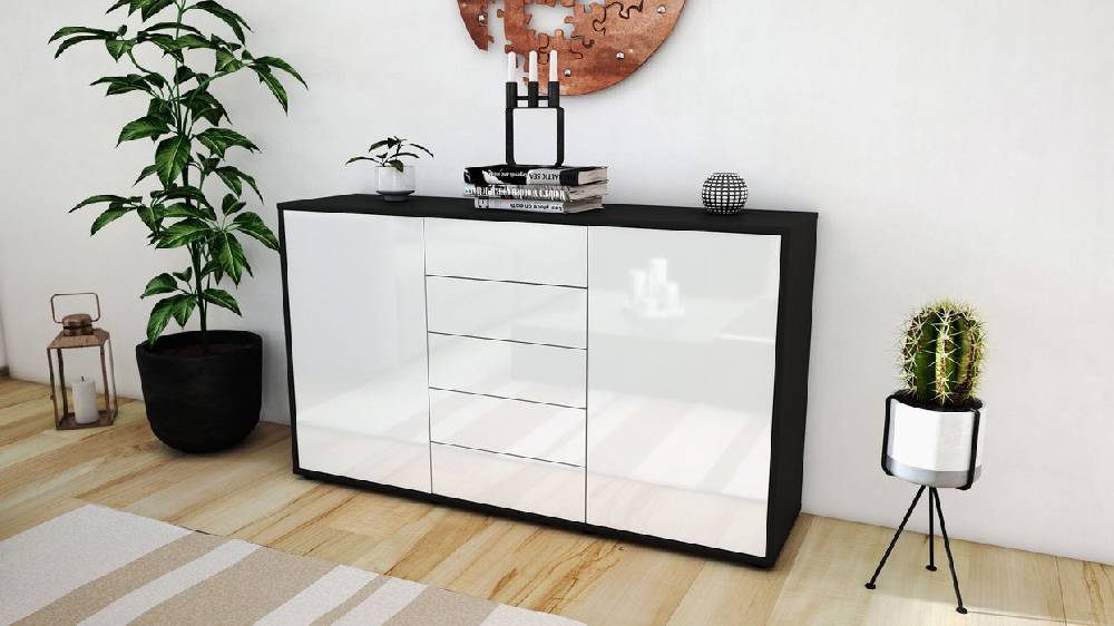 Stil Zeit Möbel Sideboard Dorelly, Weiß (136x79x35cm) Sonderangebote