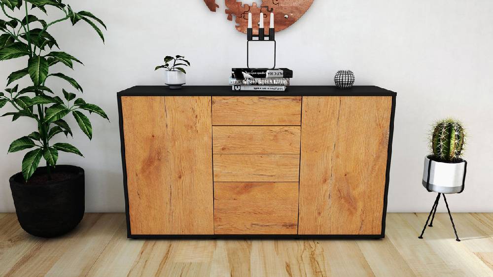 Stil Zeit Möbel Sideboard Donatella, Eiche (136x79x35cm) Riesige Ersparnisse