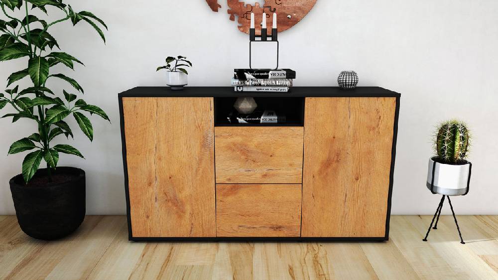 Stil Zeit Möbel Sideboard Dimphi, Eiche (136x79x35cm) VIP-Rabatte