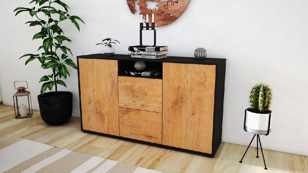 Stil Zeit Möbel Sideboard Dimphi, Eiche (136x79x35cm) VIP-Rabatte