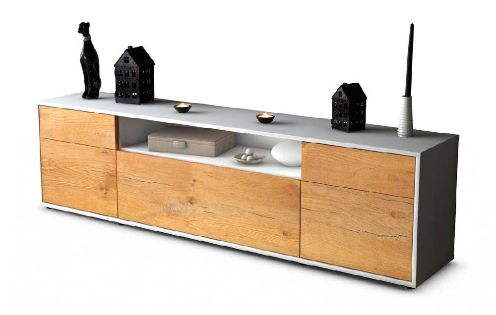 Stil Zeit Möbel Lowboard Bernadetta, Eiche (180x49x35cm)