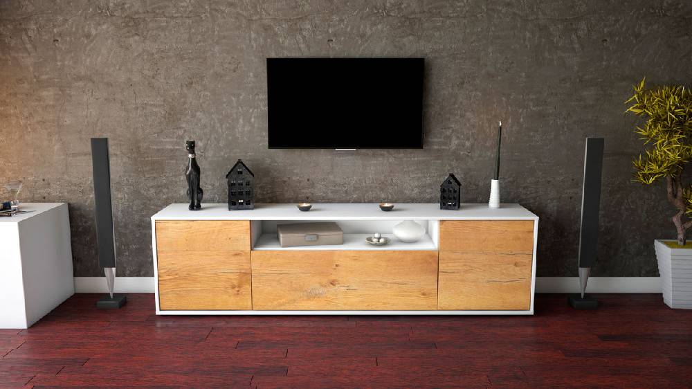 Stil Zeit Möbel Lowboard Bernadetta, Eiche (180x49x35cm) Wochenangebot