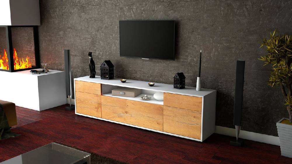 Stil Zeit Möbel Lowboard Bernadetta, Eiche (180x49x35cm) Wochenangebot