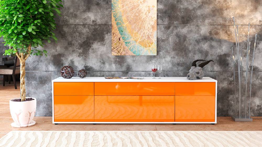 Stil Zeit Möbel Lowboard Beppa, Orange (180x49x35cm) Kostenlose Rückgabe