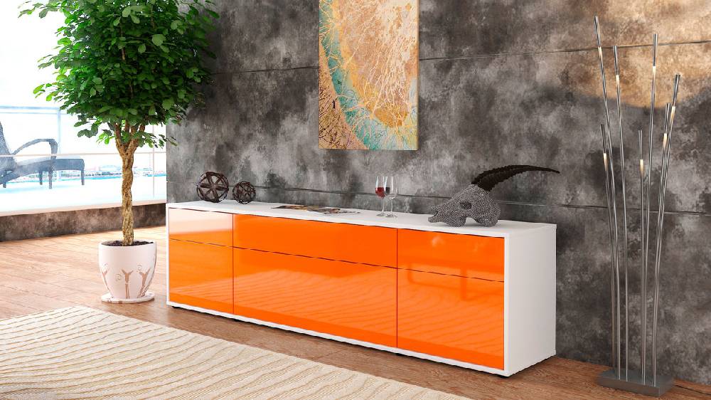 Stil Zeit Möbel Lowboard Beppa, Orange (180x49x35cm) Kostenlose Rückgabe