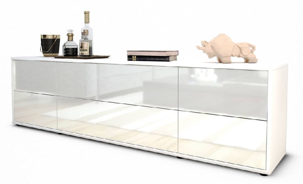 Stil Zeit Möbel Lowboard Assunta, Weiß (180x49x35cm)