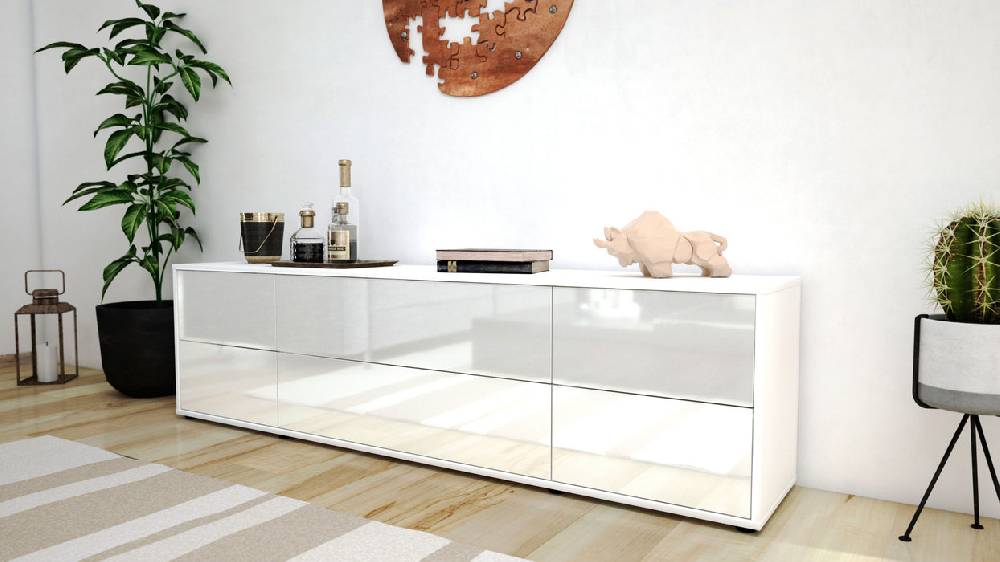 Stil Zeit Möbel Lowboard Assunta, Weiß (180x49x35cm) Begrenzte Freigabe