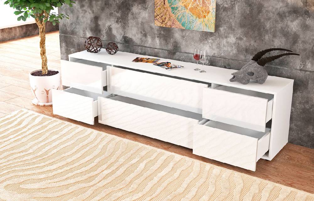 Stil Zeit Möbel Lowboard Assunta, Weiß (180x49x35cm) Begrenzte Freigabe