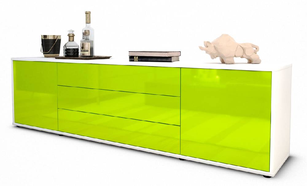 Stil Zeit Möbel Lowboard Ariella, Grün (180x49x35cm)
