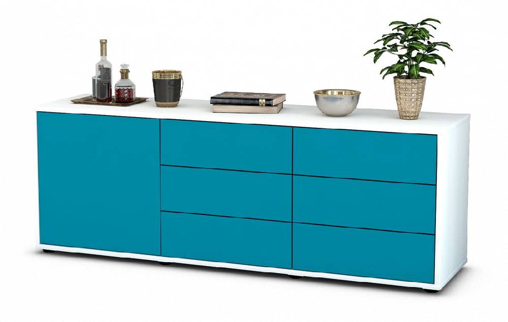 Stil Zeit Möbel Lowboard Amedea, Türkis (136x49x35cm)