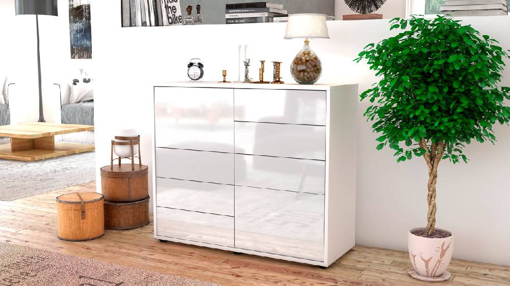Stil Zeit Möbel Sideboard Clarissa, Weiß (92x79x35cm) Letzte 2 Tage