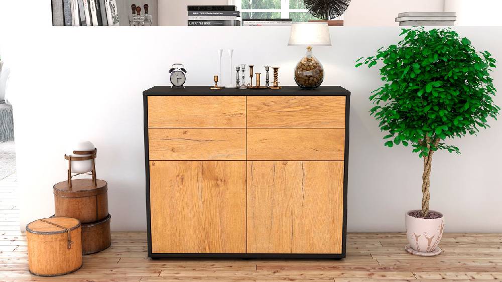 Stil Zeit Möbel Sideboard Celia, Eiche (92x79x35cm) Letzter Tag