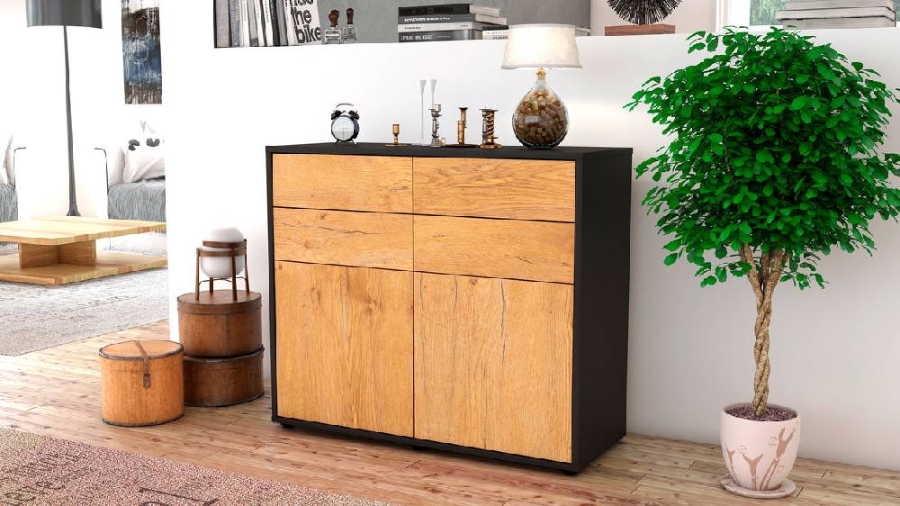 Stil Zeit Möbel Sideboard Celia, Eiche (92x79x35cm) Letzter Tag