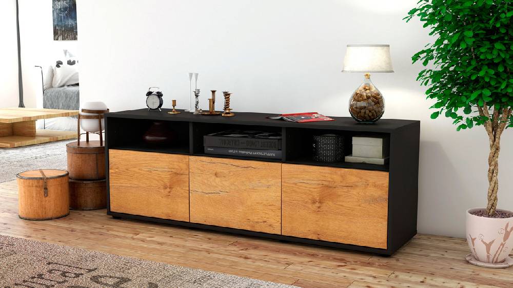 Stil Zeit Möbel Lowboard Andrina, Eiche (136x49x35cm) Bis zu 65% Rabatt