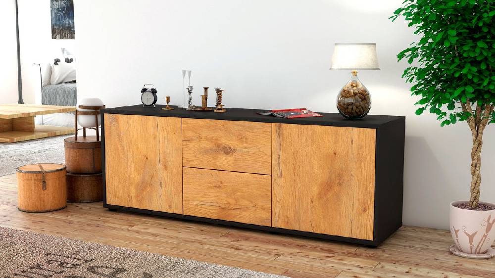 Stil Zeit Möbel Lowboard Alma, Eiche (136x49x35cm) Bis zu 55% Rabatt